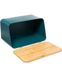 Five Bin Storage Bread Integrated Chopping Board With Lid Petrol Blue 