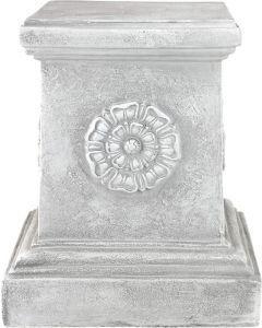 Design Toscano English Rosette Sculptural Garden Plinth Base Riser, Polyresin Antique Stone 33 cm 