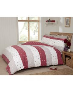 Dreamy Nights Cotswold Flannelette Duvet Cover Set Single 3FT Red Cotton