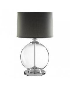Premier Housewares Edna Small Table Lamp Silver, Shade Grey