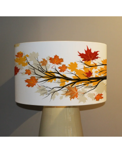 House Additions Autumn Trees Cotton Drum Lamp Shade, White 25cm H x 40cm W x 40cm D