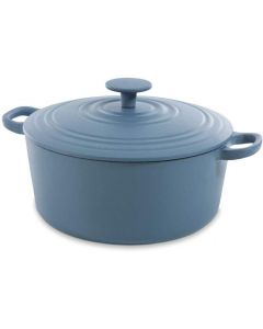 BK Cookware Cast Iron Casserole Dish with Lid Denim Blue 24cm 4.2L