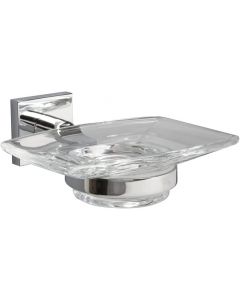 Miller Atlanta Wall Mount Soap Dish And Holder Clear Glass Silver Chrome  