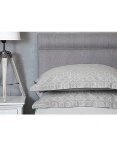 Belledorm Cotton Rich Jacquard Geometric Pillowcase Silver Grey Set of 2