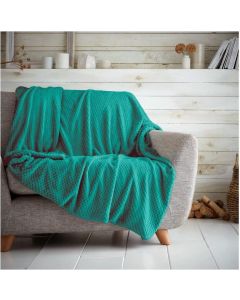 Gaveno Cavailia Super Soft Faux Fur Fleece Plain Throw Blanket Teal Blue 150 x 200cm