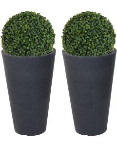 URBNLIVING Garden Artificial Boxwood Topiary In Pot Outdoor Ball Pot Plant Arrangements Set Of 2 
