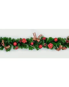 Premier Christmas Decorative Dressed Garland 1.8m Green and Red