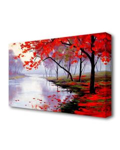 House Additions Autumn Lake Forest Wrapped Canvas, 80 x 120cm