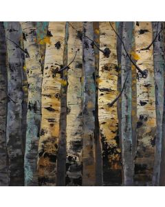 House Additions Gold Infusion II Trunks Forest Print on Canvas 45cm x 45cm, Grey