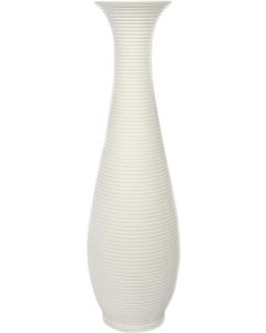 Aufora Small Funnel Neck Ripple Vase Ceramic White