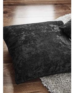 House Additions Crushed Velvet Cushion Cover 55 x 55cm, Black