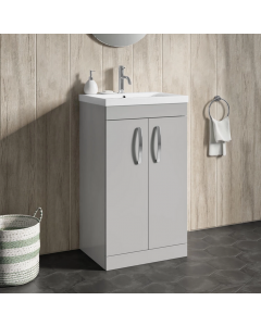 Drench Modern Bathroom Wall Hung Vanity Unit Cabinet 800mm Gloss Grey Mist - No Basin
