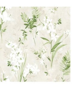 Exclusive Wallcoverings Henrietta Floral Wallpaper Roll, Green Beige 52cm x 10.05m