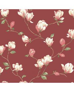 Galerie English Florals Wallpaper Roll, Burgundy Red 53cm x 10m