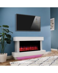 Suncrest Bourne White Textured 49" Electric Fireplace Suite 125 x 75 cm with Lights 
