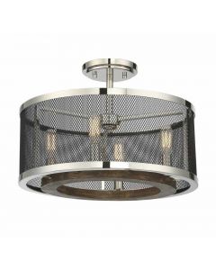 Savoy House Valcour 4-Light Ceiling Semi-Flush Polished Nickel, Graphite and Wood Accents
