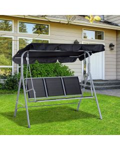 Outsunny Outdoor Garden 3 Seater Swing Chair, Black 