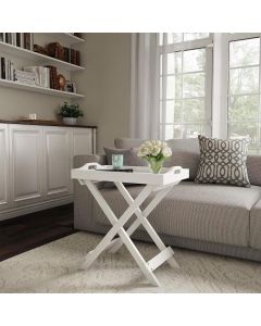 Lavish Home Folding Tray Table Portable Side Table White  