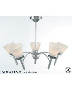 Diyas Kristina 5 Ceiling Pendant Light Shaded Chandelier, Chrome Finish 45cm W x 45cm D
