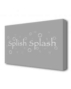 Wallart Direct Splish Splash Bathroom Art Print on Canvas, Grey 50cm W  x 35cm H