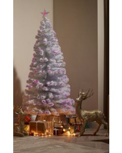 The Winter Workshop Artificial Christmas Tree Pink Fibre Optic LED's White 6ft     