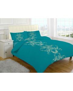 Night Zone Carson Luxury Floral Duvet Cover Set Teal Blue Double 4 FT