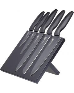 MasterClass 5-Piece Knife Set Magnetic Knife Block, Black