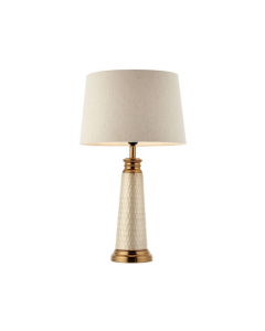 Gallery Direct Pioneer Table Lamp Textured Base Fabric Shade Gold and White    
