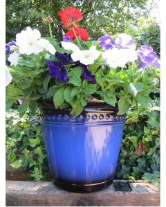 Anglo Eastern Iberian Plant Flower Pot, Navy Blue and Black H29 x D33.5cm