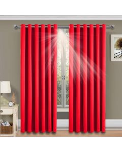Imperial Rooms Solar Thermal Eyelet Blackout Curtains with Two Tie Backs Red 168 x 183 cm