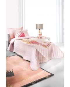 Saint Clair Paris Crown Bedspread Pink 100% Fine Microfiber, 160cmW x 220cmL