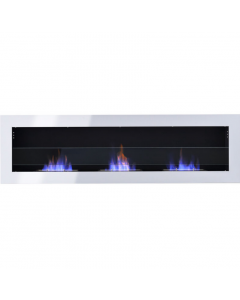 WarmieHomy Bio Ethanol Fireplace Indoor Wall Mounted Recessed White 140cm 
