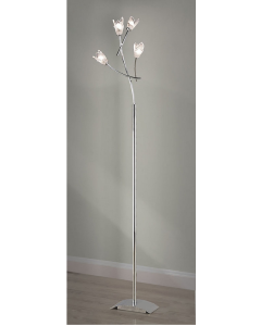 Mantra Pietra Floor Lamp Polished Chrome Floral Glass Shades 4 Light 170 cm