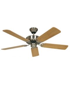 CasaFan, Classic Royal 5-Blade Ceiling Fan, Brushed Chrome and Beech Wood Blade Colour W103 x H29.5cm