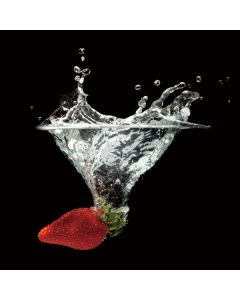 Image Lane Strawberry Falling in Water Photographic Wall Print on Glass Red Black 40cm