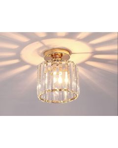 WDW Store Genuine Crystal Round Flush Ceiling Light Chandelier Golden 15 x 17 cm