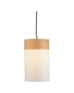 Oaks Lighting Viro Drum Lamp Shade Non Electric Pendant, Wood Effect - White 25cm H