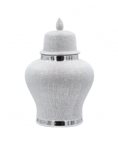 House Additions Home Décor Textured Ginger Jar Silver 
