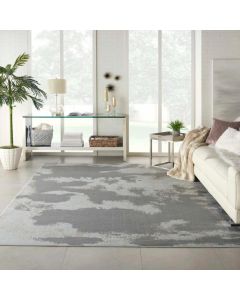 Nourison ETCHINGS Abstract Satin Effect GREY Area Rug 160 x 220cm