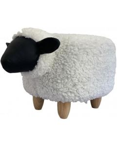 Gardeco Snowflake The Sheep Footstool With Wooden Legs White and Black 