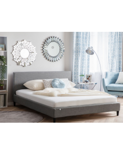 Beliani Fitou EU Super King 6FT Bed Frame Cover Light Grey 