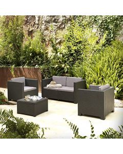 Shaf Outdoor Garden Rattan Diva 4 Seater Sofa Set with Coffee Table Anthracite Grey 