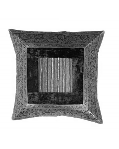 Indian Interiors Sageer Velvet Sequin Scatter Cushion Black Silver 40 x 40cm 