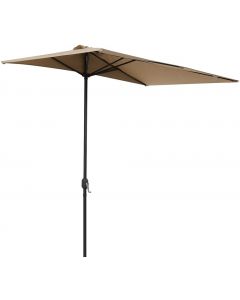 Outsunny Balcony Half Parasol Semi Round Umbrella Patio Crank Handle 2.3m, Beige NO BASE INCLUDED