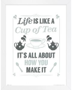 Happy Larry 'Life Like a Cup of Tea' Framed Textual Art, 34cm H x 29cm W