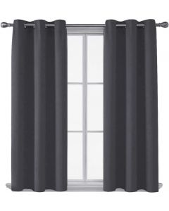 Royal Home Thermal Blackout Eyelet Curtains Charcoal Grey 167 x 137cm