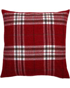 Red Rainbow Tartan Check Cushion Cover Woven Hard Red 45cm
