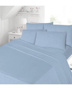 NZ Night Zone Plain Dyed Flannelette Duvet Cover Set 100% Cotton Blue Double 4FT