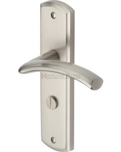 Heritage Brass Door Handle for Bathroom Centaur Design Set of 2, Satin Nickel