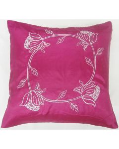 House Additions Tahiti Faux Silk Cerise Pink White Cushion Cover 45x45cm